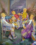 © S. Blumin, Quartet, signed, unframed author's print of oil painting, 1998 (click to enlarge)